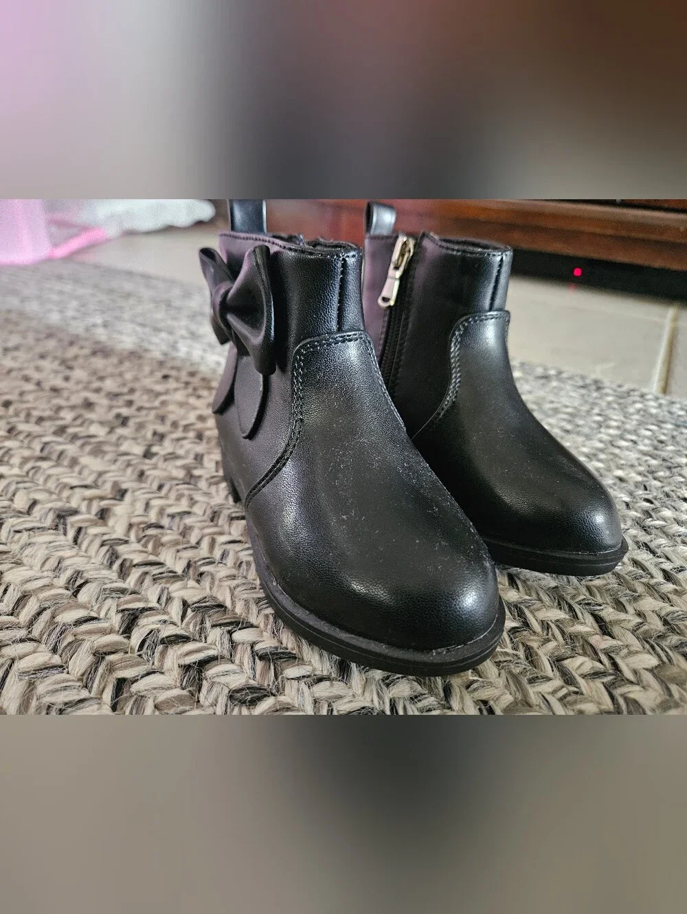 Toddler Black Bow Ankle Boots - Size 6toddler